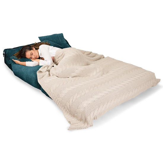 Lounge Pug, Avery, Poltrona Futon, Doppio, Velluto a Coste Egeo Blu