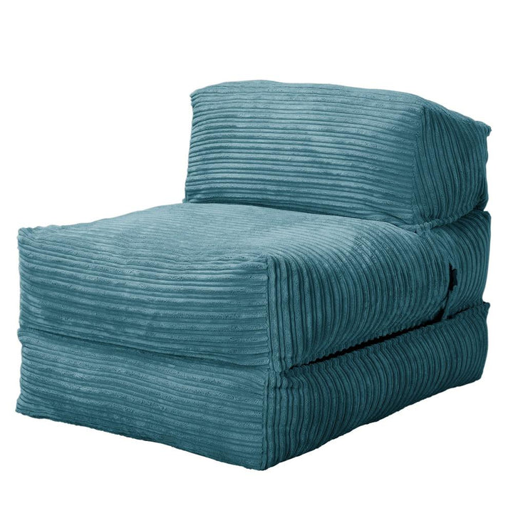 Lounge Pug, Avery, Poltrona Futon, Singolo, Velluto a Coste Egeo Blu