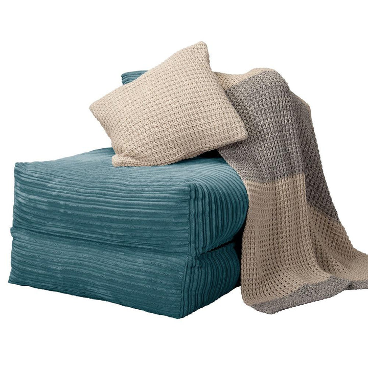 Lounge Pug, Avery, Poltrona Futon, Singolo, Velluto a Coste Egeo Blu