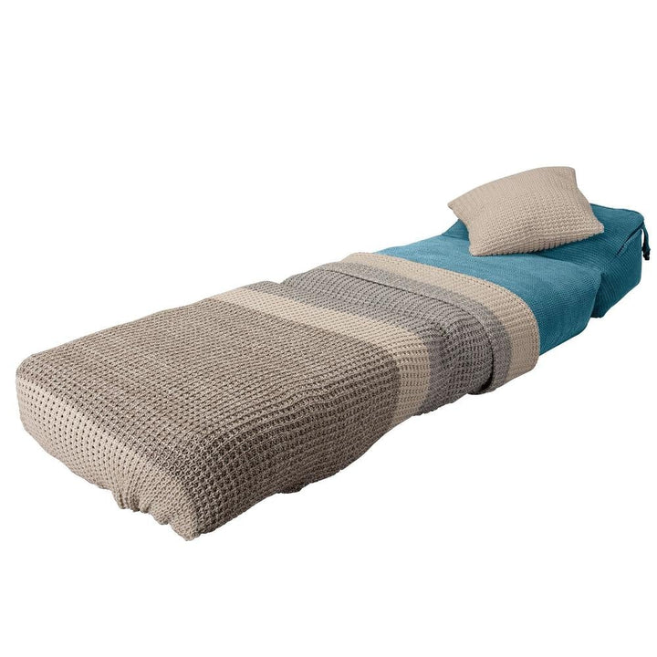 Lounge Pug, Avery, Poltrona Futon, Singolo, Pompon Egeo Blu