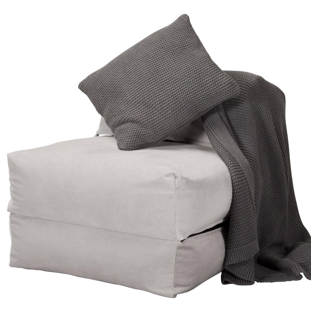 Lounge Pug, Avery, Poltrona Futon, Singolo, Velluto Argento