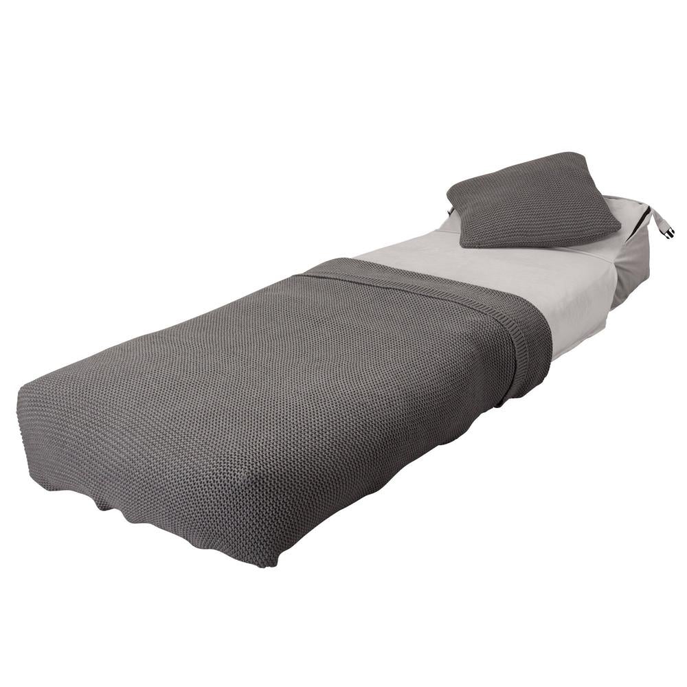 Lounge Pug, Avery, Poltrona Futon, Singolo, Velluto Argento