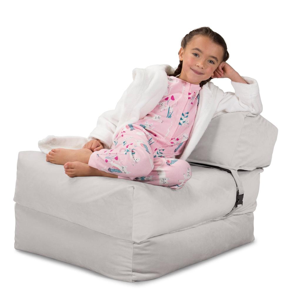 Lounge Pug, Avery, Poltrona Futon, Singolo, Velluto Argento