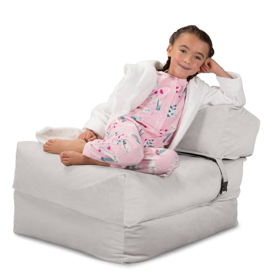 Lounge Pug, Avery, Poltrona Futon, Singolo, Velluto Argento