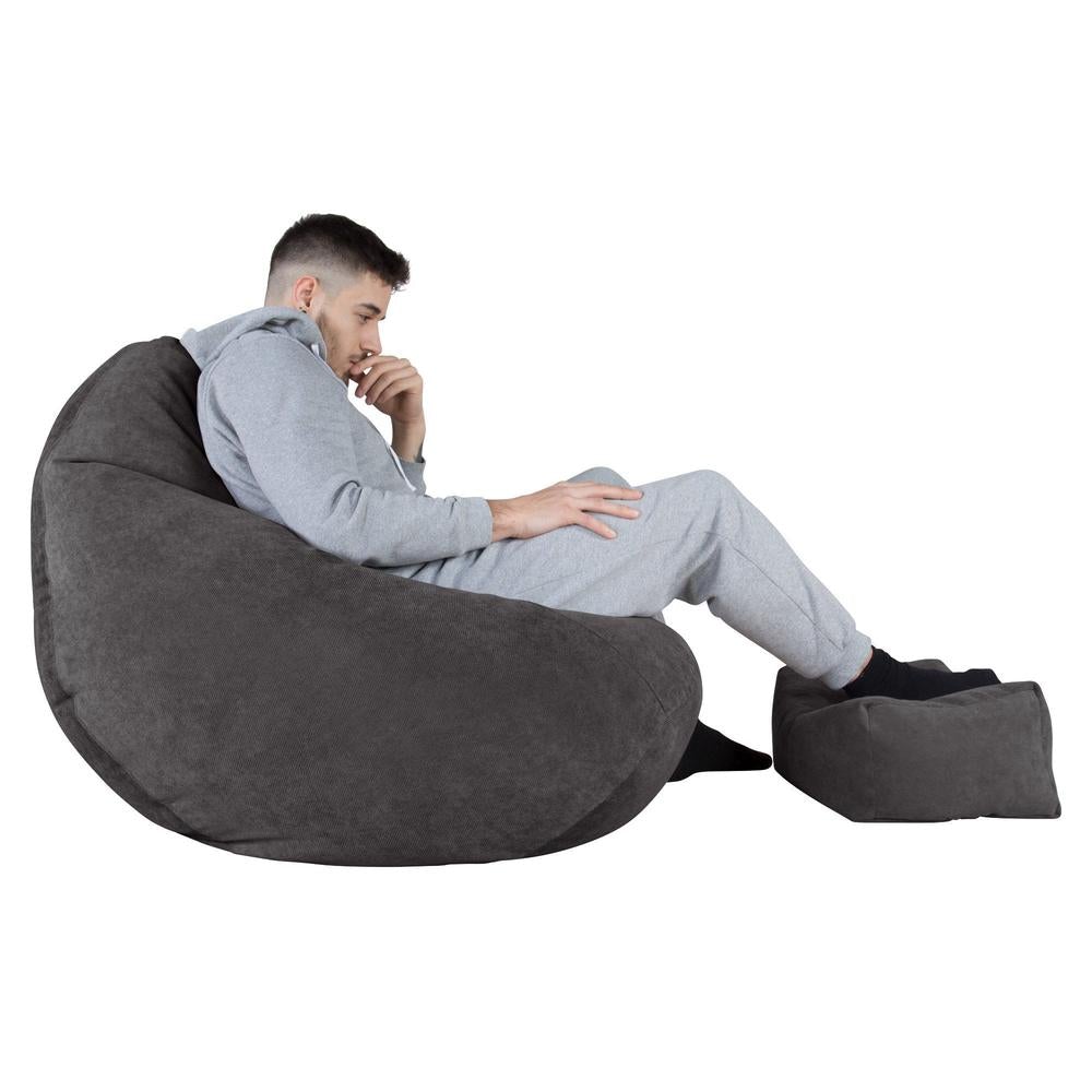 LOUNGE PUG - Poltrona Sacco Pouf 'Gioco' - Tessuto a Griglia - Grafite