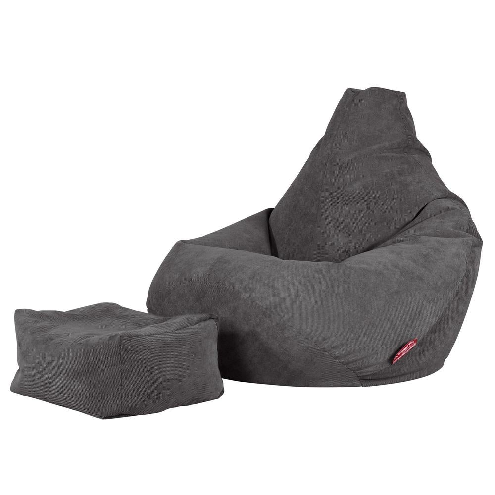 LOUNGE PUG - Poltrona Sacco Pouf 'Gioco' - Tessuto a Griglia - Grafite