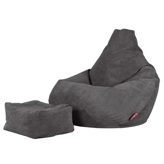 LOUNGE PUG - Poltrona Sacco Pouf 'Gioco' - Tessuto a Griglia - Grafite