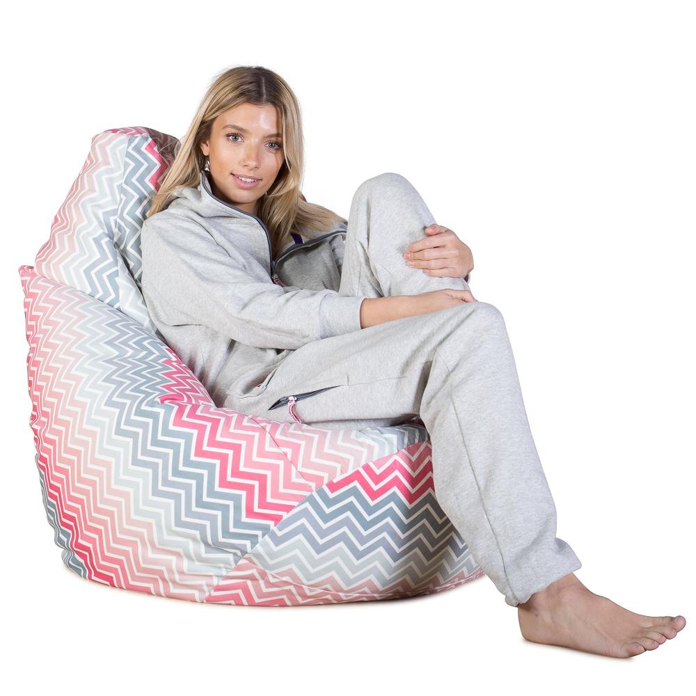 LOUNGE PUG - Poltrona Sacco Pouf 'Gioco' - Stampa Geometrica - Chevron Rosa