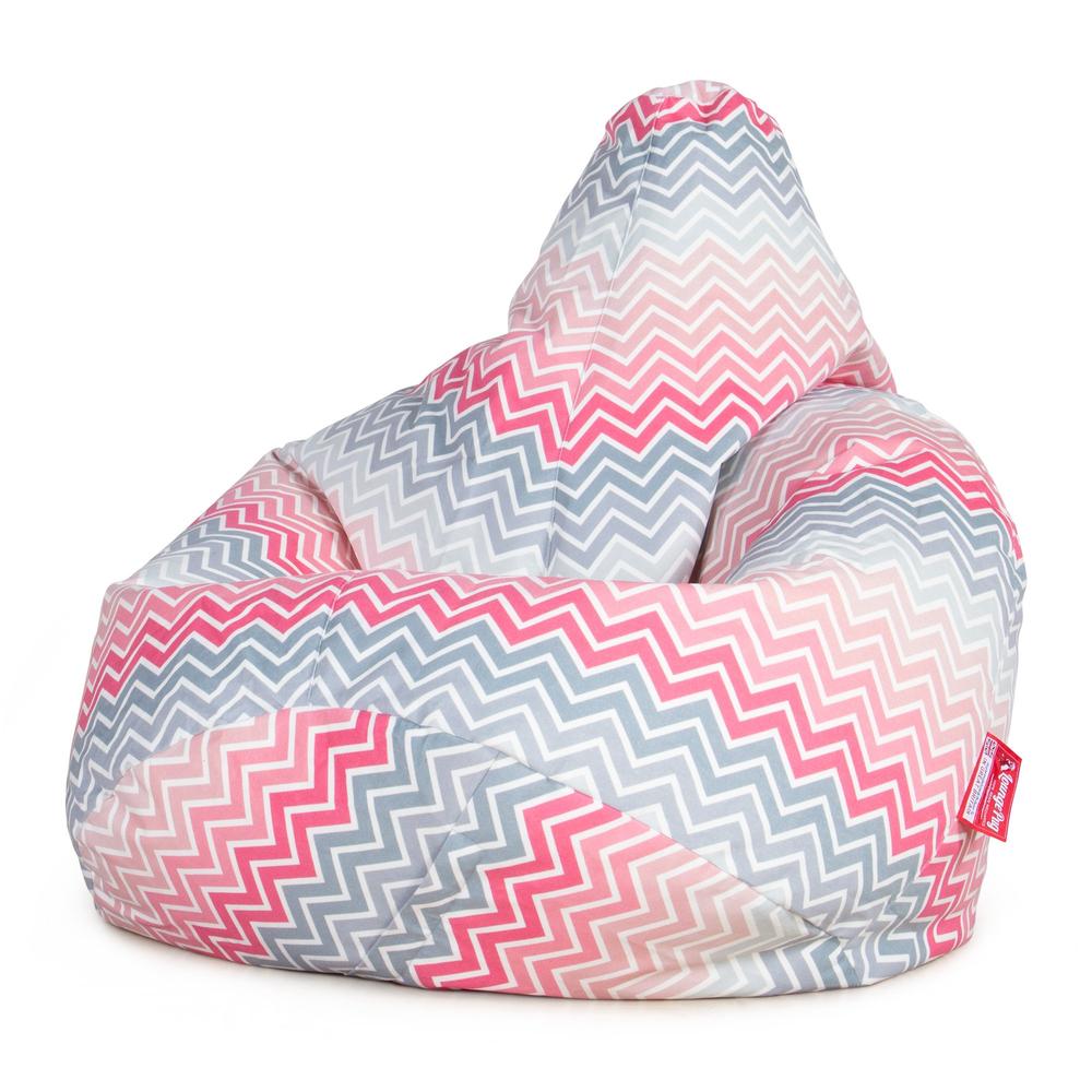 LOUNGE PUG - Poltrona Sacco Pouf 'Gioco' - Stampa Geometrica - Chevron Rosa