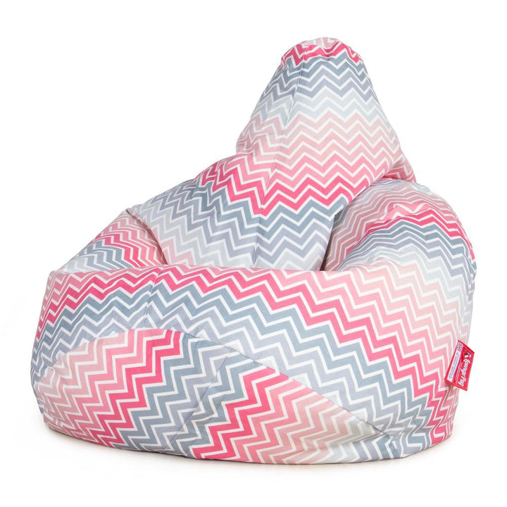 LOUNGE PUG - Poltrona Sacco Pouf 'Gioco' - Stampa Geometrica - Chevron Rosa