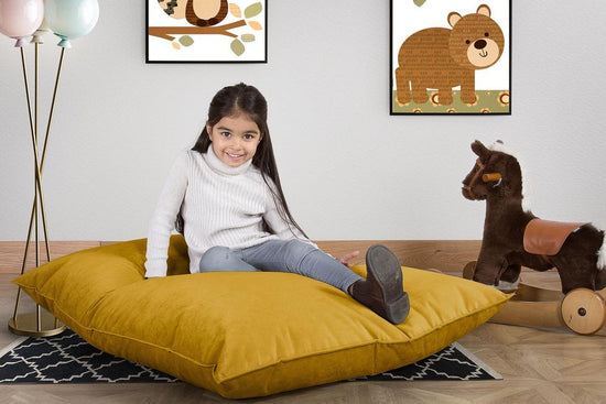 LOUNGE PUG, Cuscino Pouf Sacco Junior, Velluto - Oro