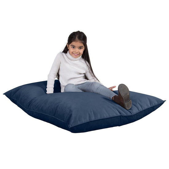 LOUNGE PUG, Cuscino Pouf Sacco Junior, Velluto - Navy