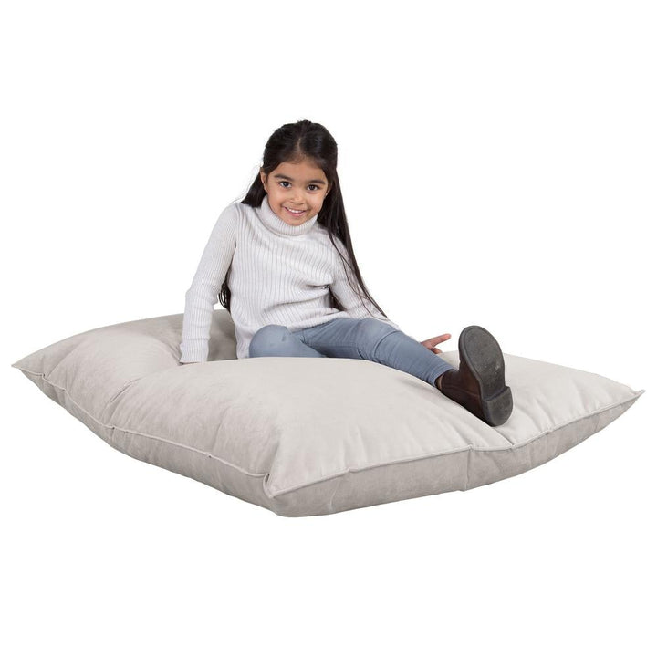 LOUNGE PUG, Cuscino Pouf Sacco Junior, Velluto - Argento