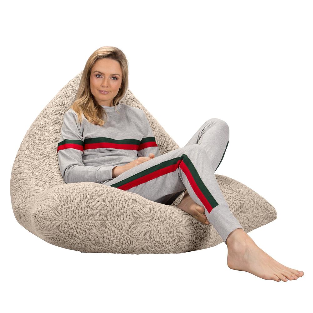LOUNGE PUG - Pouf Poltrona Sacco Relax - CABLE Panna