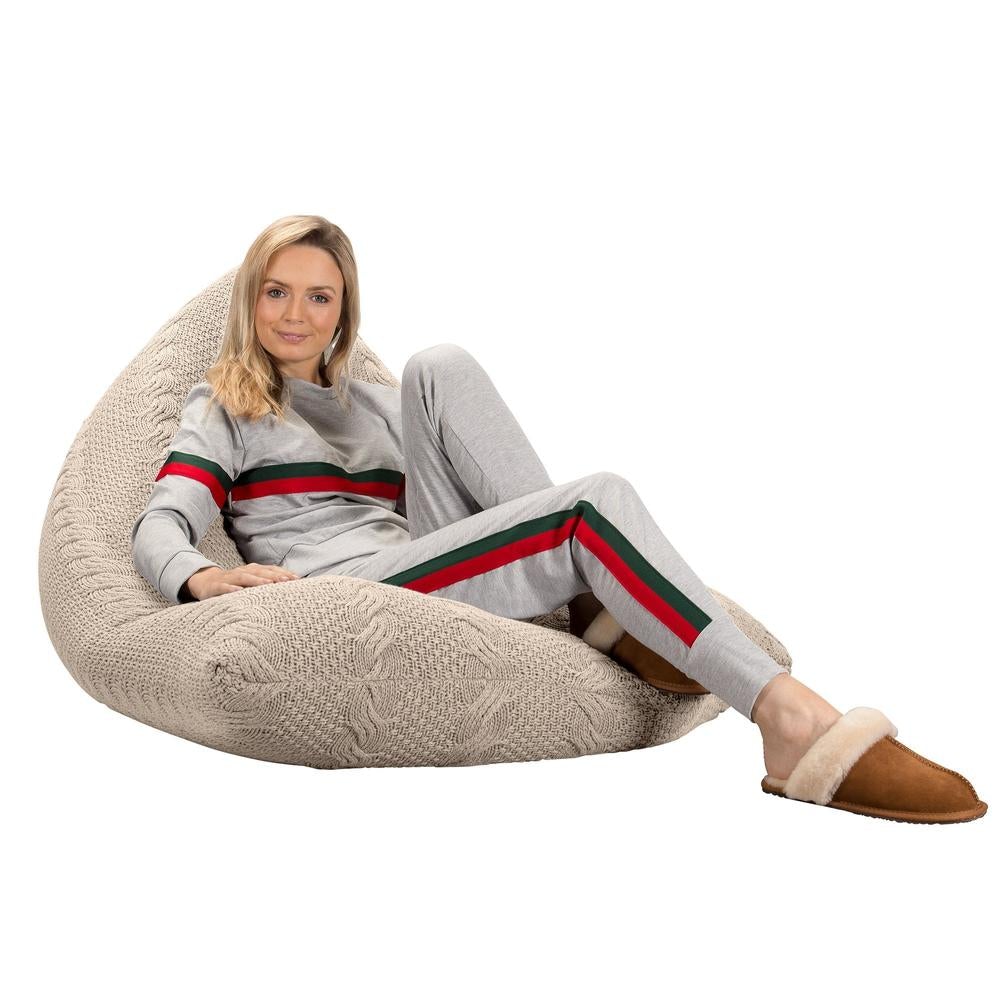 LOUNGE PUG - Pouf Poltrona Sacco Relax - CABLE Panna