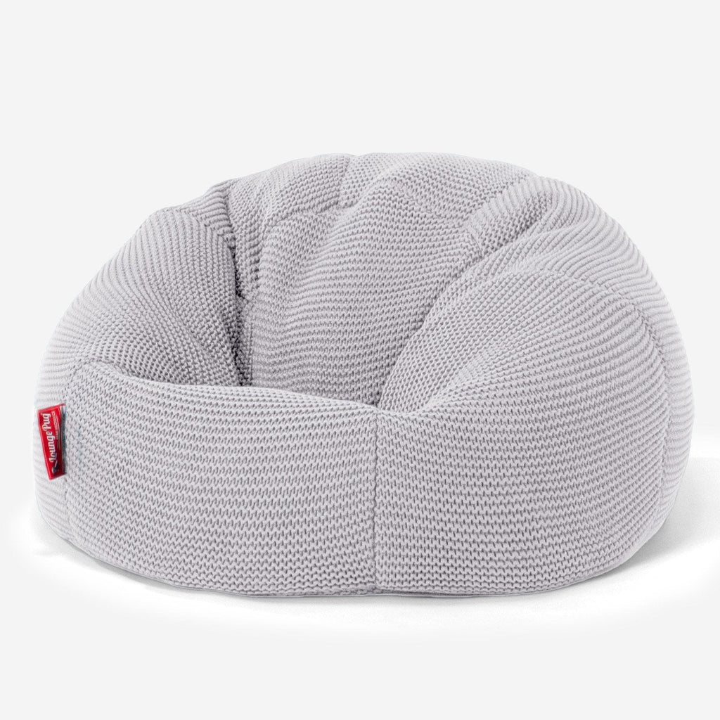 LOUNGE PUG - ELLOS Lavorato a Maglia - Pouf Sacco Per Bambini - Poltrona Sacco 'Classico' per Bambini - Grigio chiaro