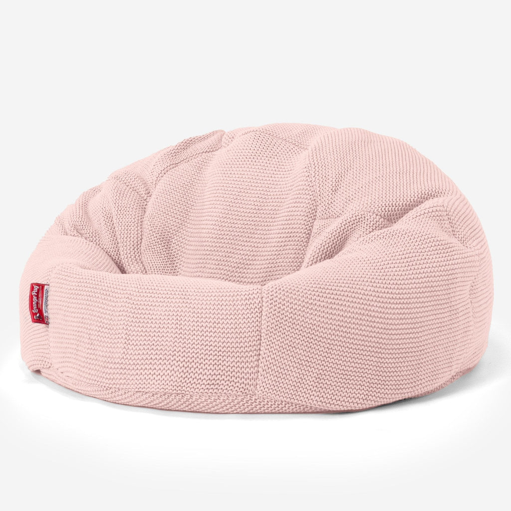 LOUNGE PUG, Poltrona Sacco 'Classico',  Ellos Lavorato a Maglia - Rosa baby