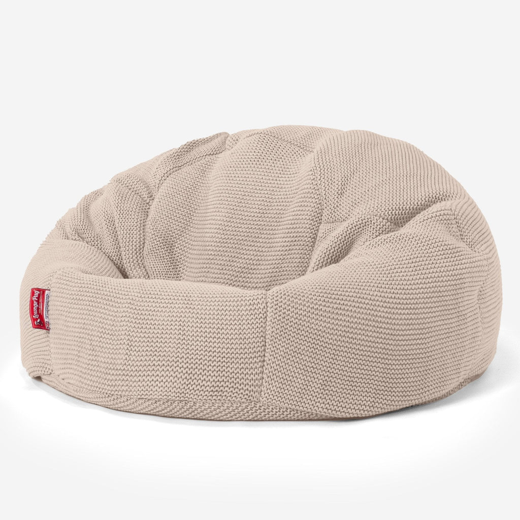 LOUNGE PUG, Poltrona Sacco 'Classico',  Ellos Lavorato a Maglia - Panna