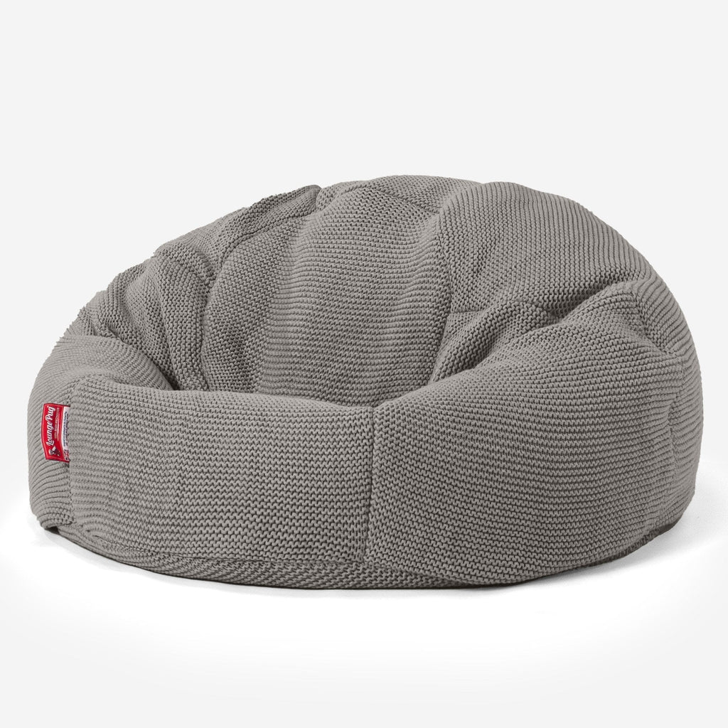 LOUNGE PUG, Poltrona Sacco 'Classico',  Ellos Lavorato a Maglia - Grigio