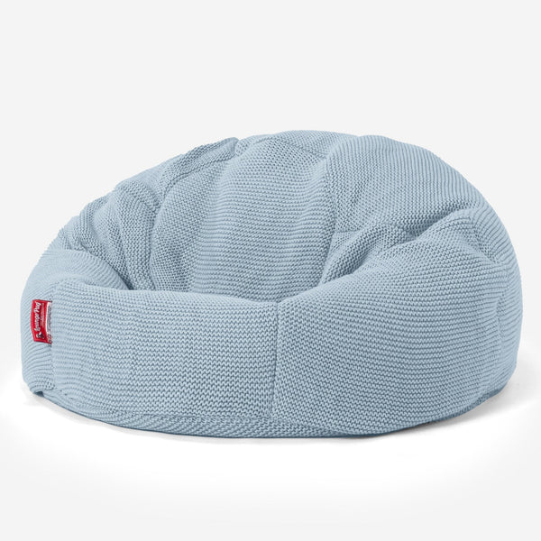 LOUNGE PUG, Poltrona Sacco 'Classico',  Ellos Lavorato a Maglia - Blu nebbioso