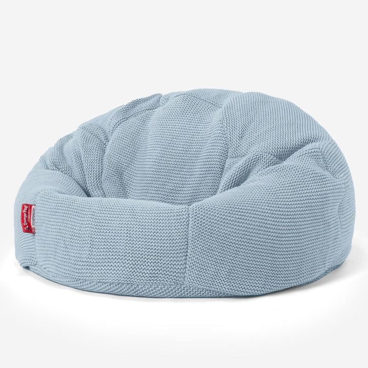 LOUNGE PUG, Poltrona Sacco 'Classico',  Ellos Lavorato a Maglia - Blu nebbioso