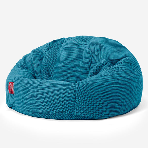 LOUNGE PUG, Poltrona Sacco 'Classico',  Ellos Lavorato a Maglia - Blu petrolio