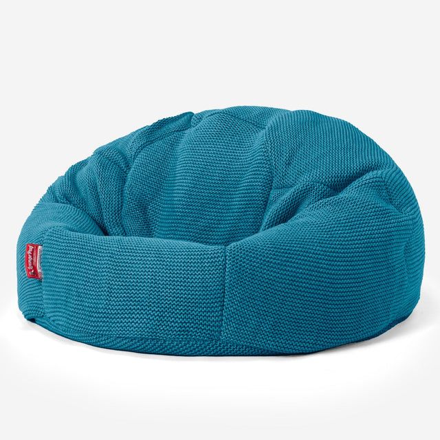 LOUNGE PUG, Poltrona Sacco 'Classico',  Ellos Lavorato a Maglia - Blu petrolio