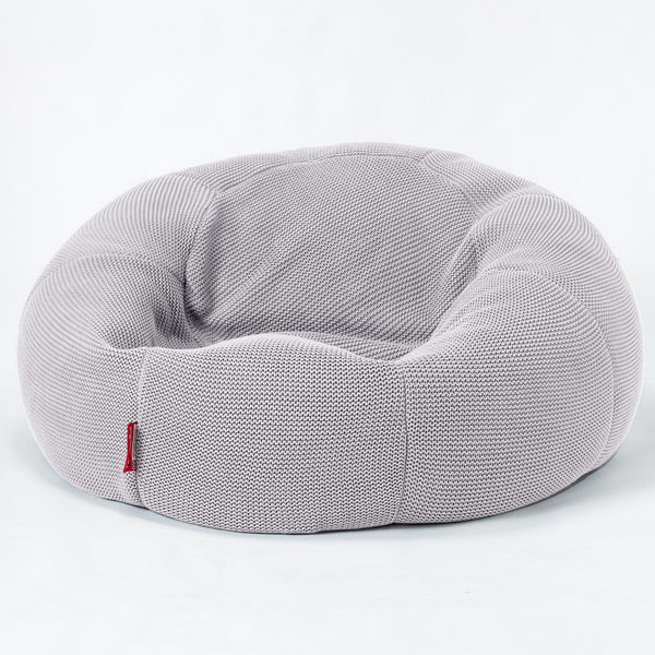 LOUNGE PUG - Pouf Divano - Sacco - Ellos Lavorato a Maglia Grigio chiaro