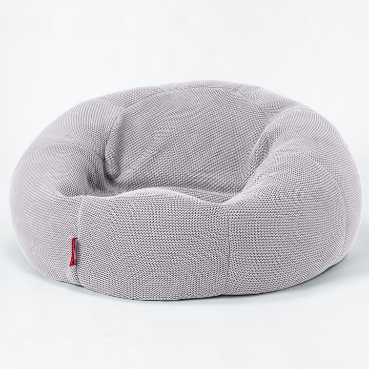 LOUNGE PUG - Pouf Divano - Sacco - Ellos Lavorato a Maglia Grigio chiaro