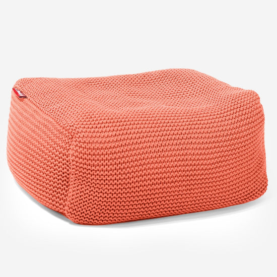 LOUNGE PUG - Pouf Poggiapiedi - Ellos Lavorato a Maglia Corallo