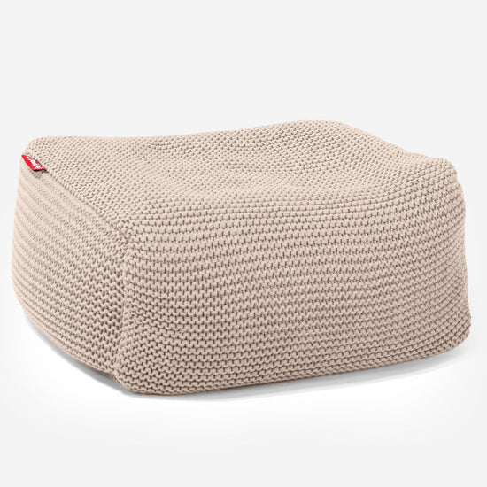 LOUNGE PUG - Pouf Poggiapiedi - Ellos Lavorato a Maglia Panna