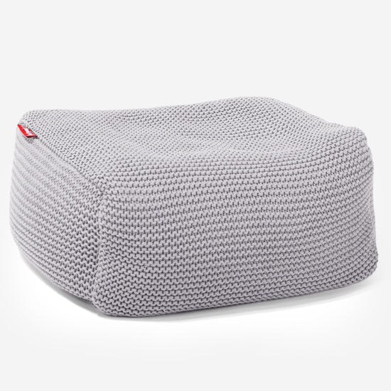LOUNGE PUG - Pouf Poggiapiedi - Ellos Lavorato a Maglia Grigio chiaro