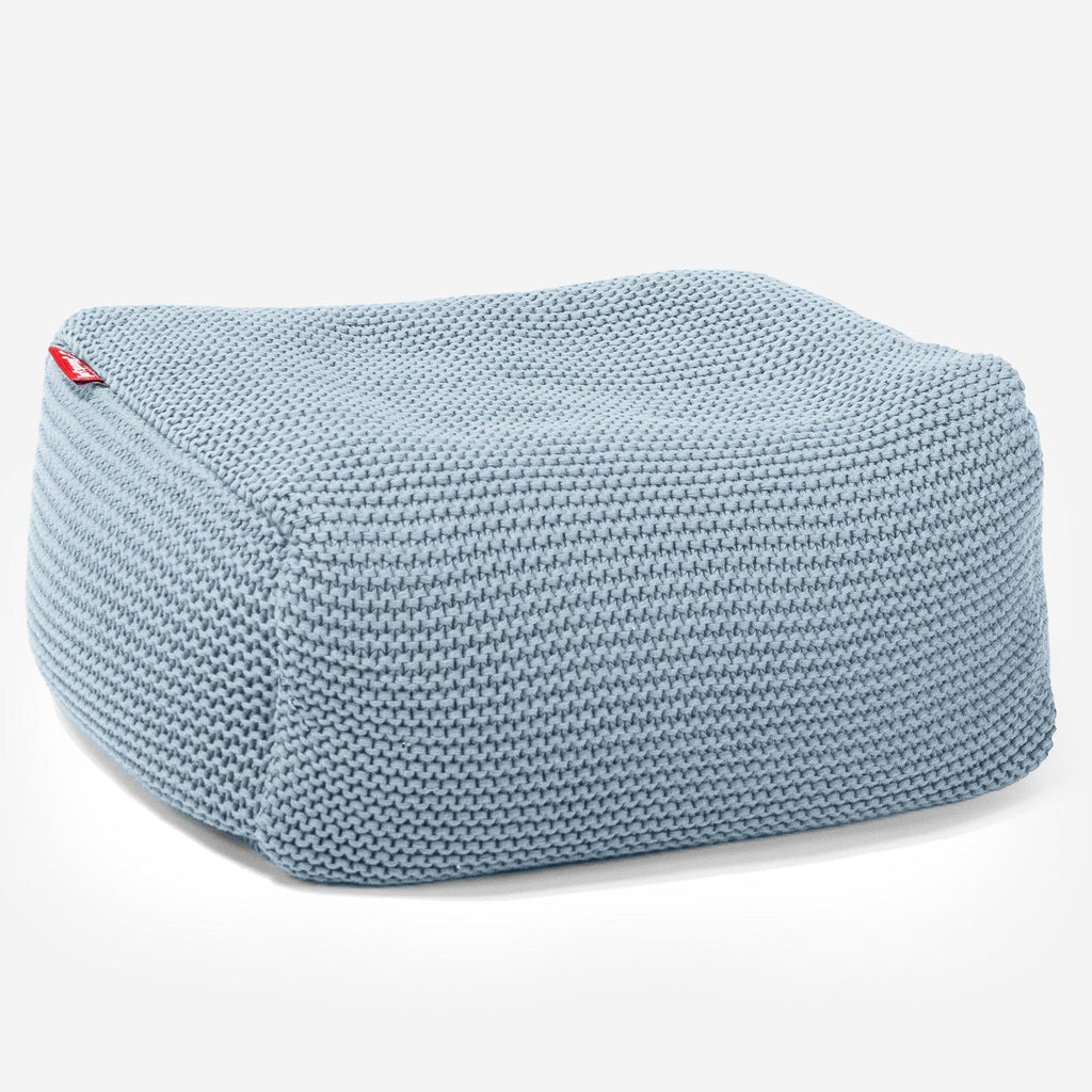 LOUNGE PUG - Pouf Poggiapiedi - Ellos Lavorato a Maglia Blu nebbioso