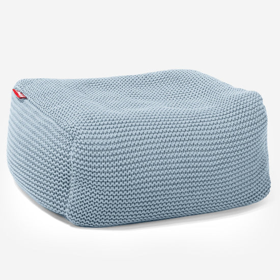 LOUNGE PUG - Pouf Poggiapiedi - Ellos Lavorato a Maglia Blu nebbioso