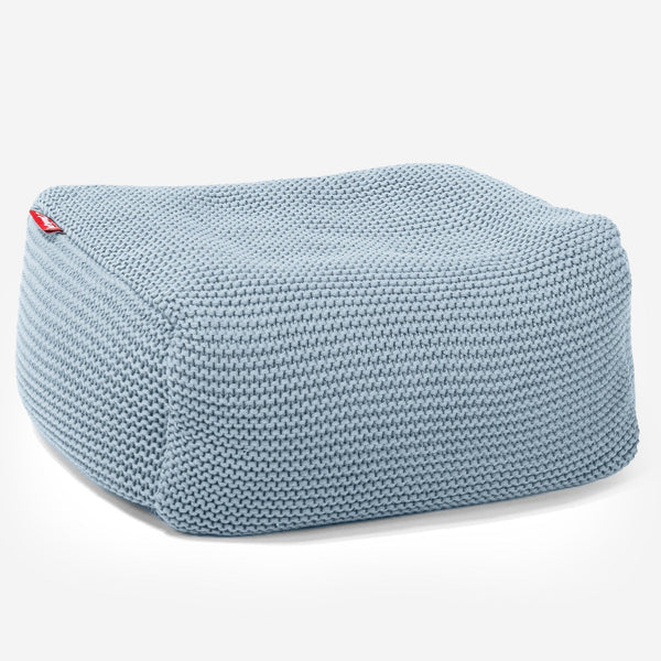 LOUNGE PUG - Pouf Poggiapiedi - Ellos Lavorato a Maglia Blu nebbioso