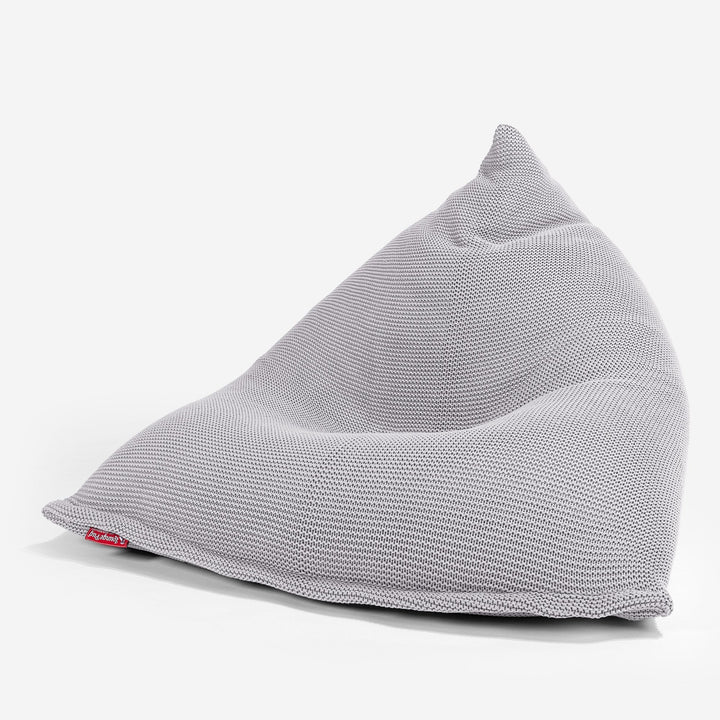 LOUNGE PUG - Pouf Poltrona Sacco Relax - Ellos Lavorato a Maglia Grigio chiaro