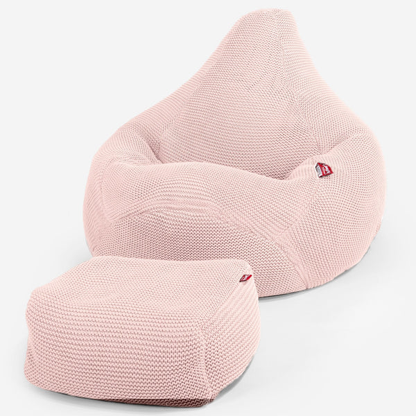 LOUNGE PUG - Poltrona Sacco Pouf 'Gioco' - Ellos Lavorato a Maglia Rosa baby
