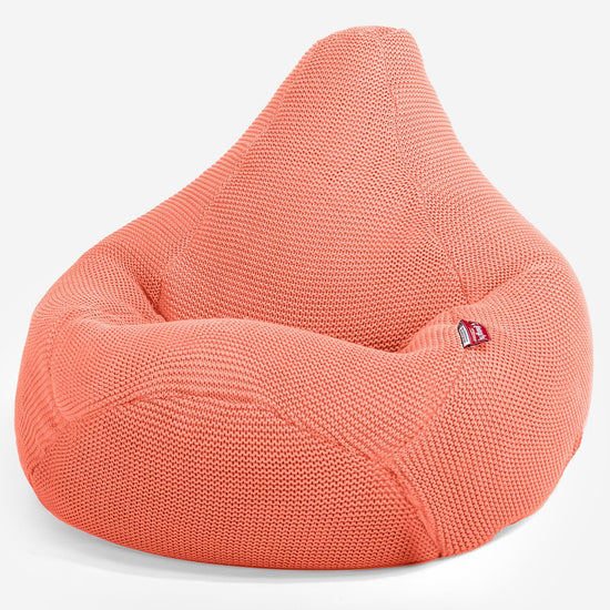 LOUNGE PUG - Poltrona Sacco Pouf 'Gioco' - Ellos Lavorato a Maglia Corallo