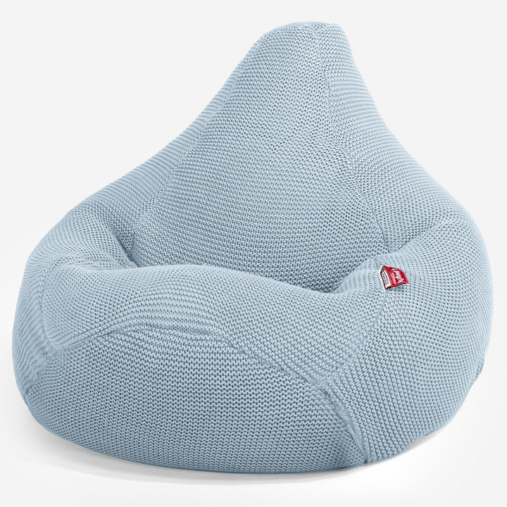 LOUNGE PUG - Poltrona Sacco Pouf 'Gioco' - Ellos Lavorato a Maglia Blu nebbioso