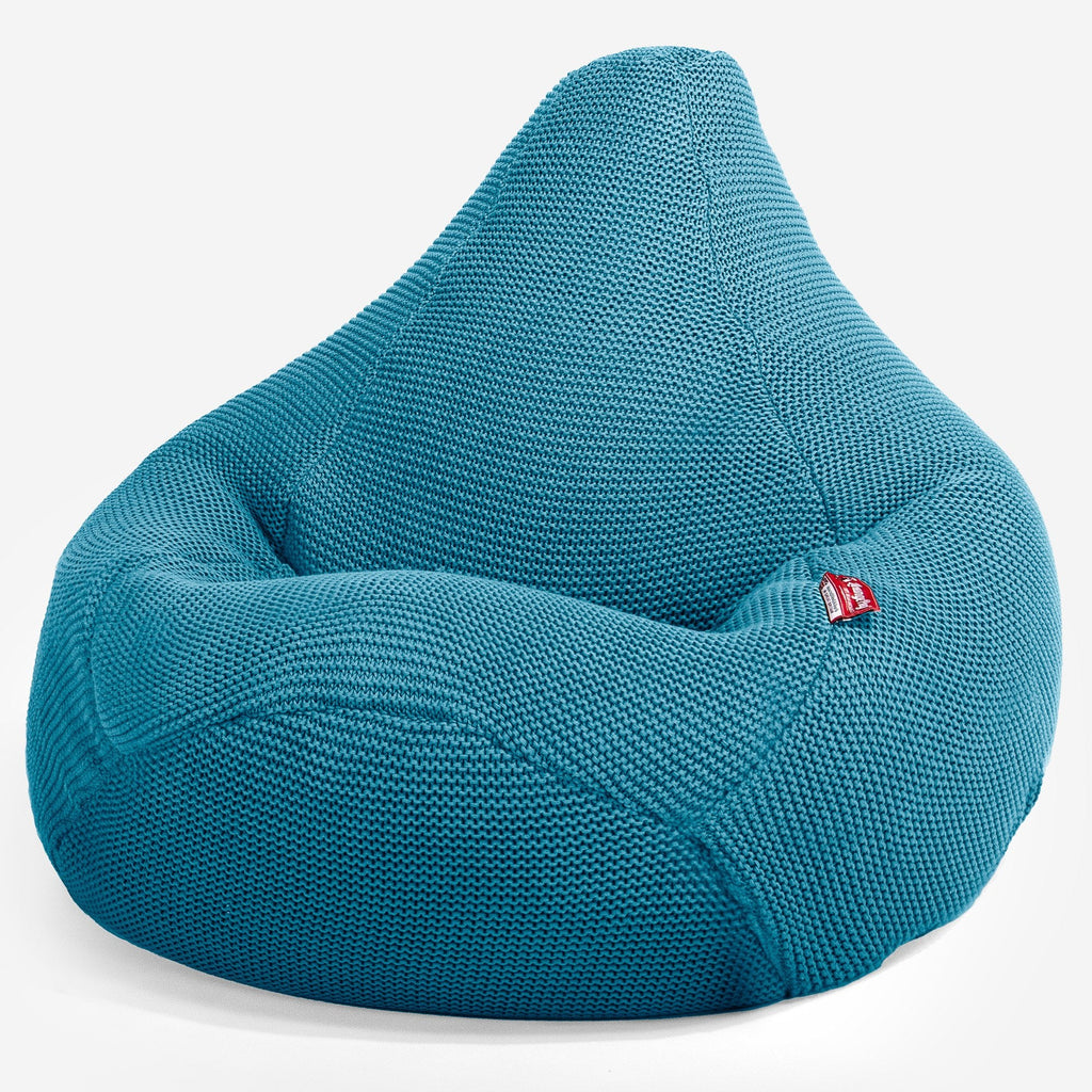 LOUNGE PUG - Poltrona Sacco Pouf 'Gioco' - Ellos Lavorato a Maglia Blu petrolio