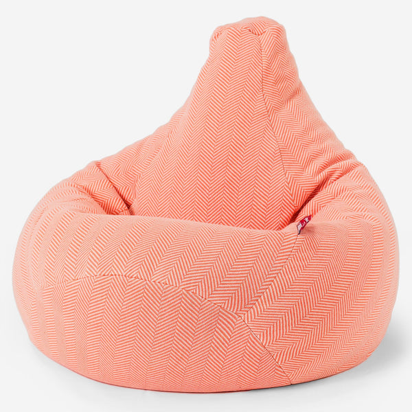 LOUNGE PUG - Poltrona Sacco Pouf 'Gioco' - Tessuto a Spina di Pesce Corallo