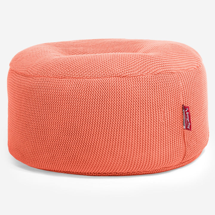LOUNGE PUG - Pouf Rotondo - Ellos Lavorato a Maglia Corallo