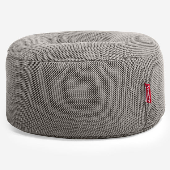LOUNGE PUG - Pouf Rotondo - Ellos Lavorato a Maglia Grigio