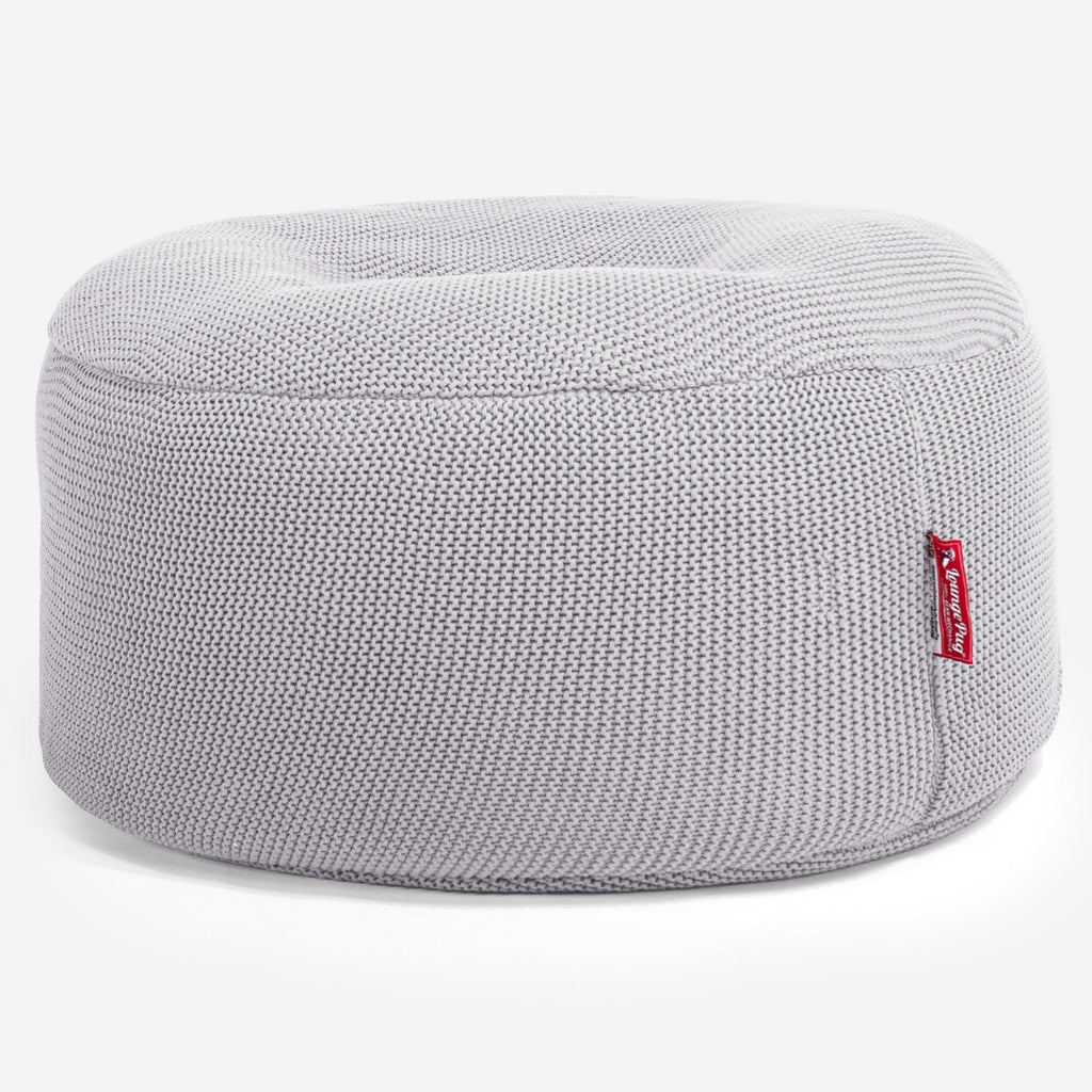 LOUNGE PUG - Pouf Rotondo - Ellos Lavorato a Maglia Grigio chiaro