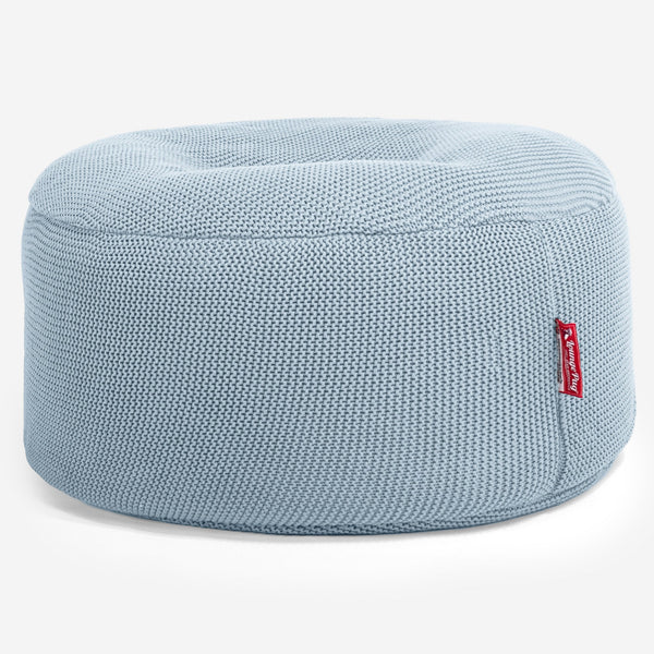 LOUNGE PUG - Pouf Rotondo - Ellos Lavorato a Maglia Blu nebbioso