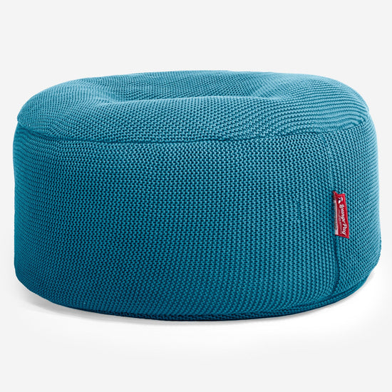 LOUNGE PUG - Pouf Rotondo - Ellos Lavorato a Maglia Blu petrolio