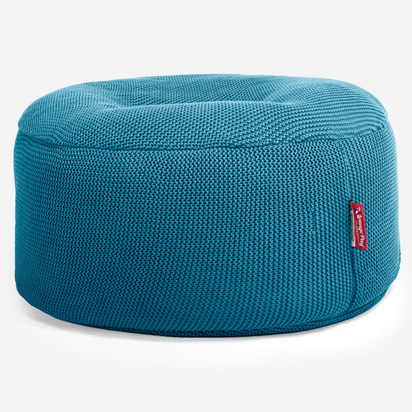 LOUNGE PUG - Pouf Rotondo - Ellos Lavorato a Maglia Blu petrolio