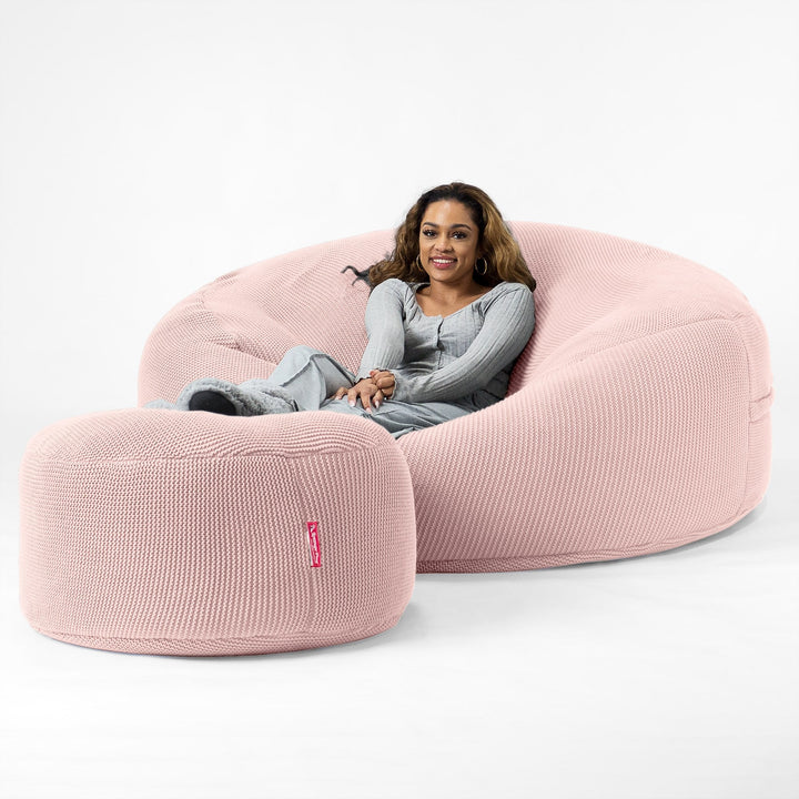 LOUNGE PUG - Pouf Sacco Gigante XXXL 'Mega Mammut' - Ellos Lavorato a Maglia Rosa baby