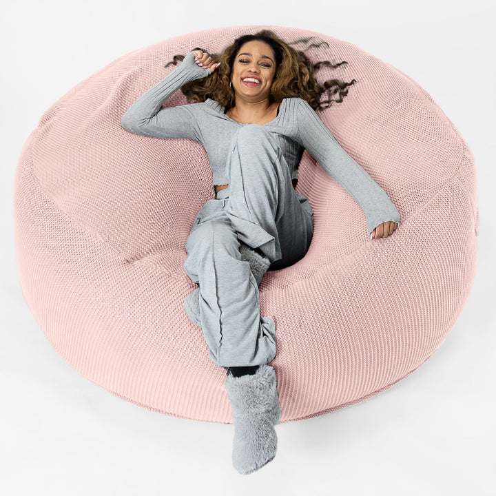 LOUNGE PUG - Pouf Sacco Gigante XXXL 'Mega Mammut' - Ellos Lavorato a Maglia Rosa baby