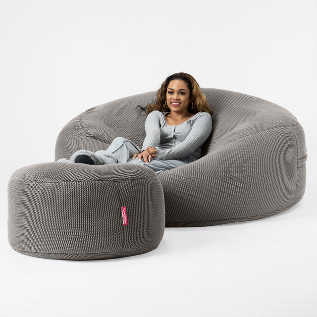 LOUNGE PUG - Pouf Sacco Gigante XXXL 'Mega Mammut' - Ellos Lavorato a Maglia Grigio